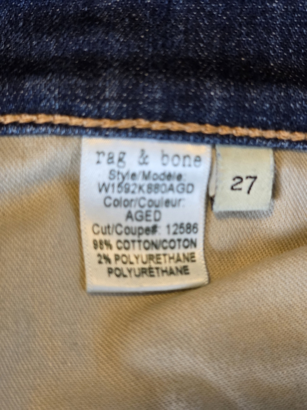 Rag & Bone "Tomboy" Slim Straight Jeans in Aged Dark Wash – Size 27 X 28.5" - Picture 15 of 16